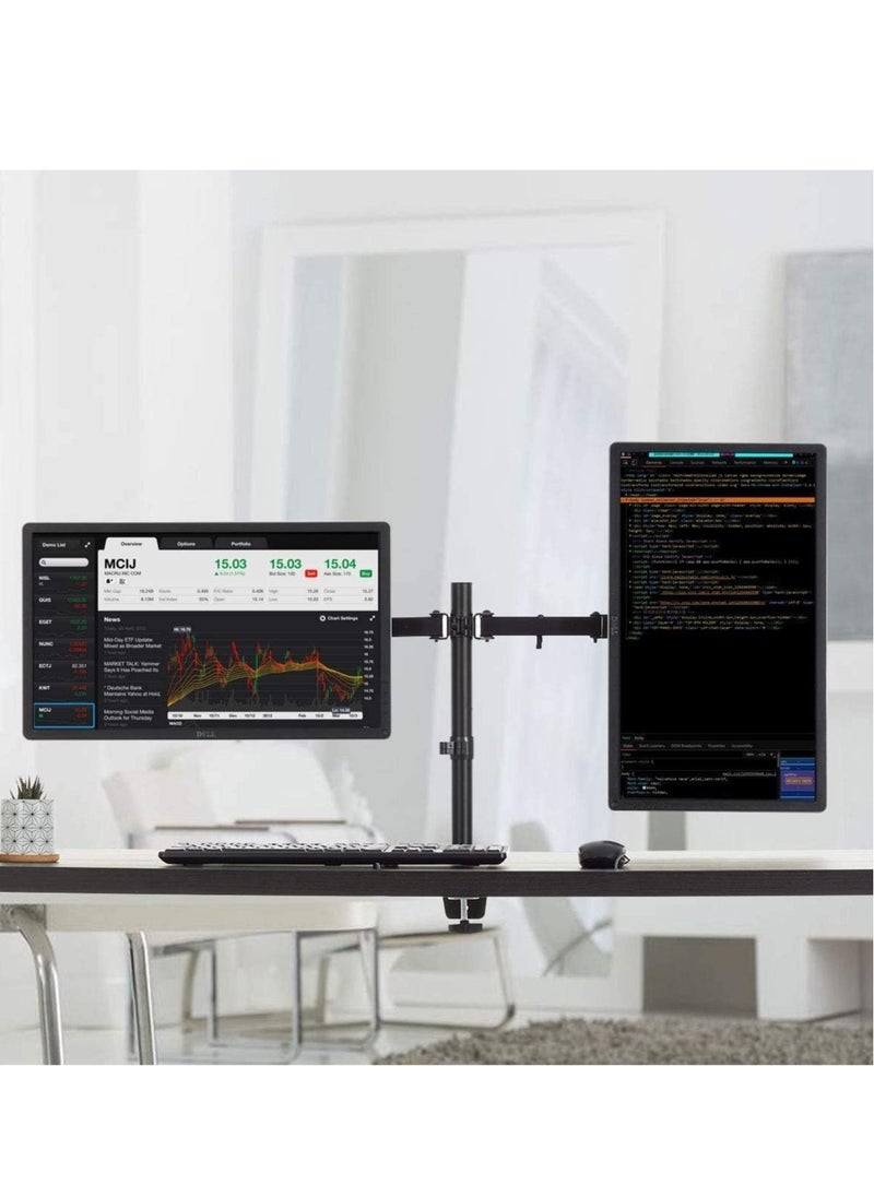 Dual LCD Monitor Desk Mount Stand – Heavy Duty, Fully Adjustable for 2 Screens Up to 27