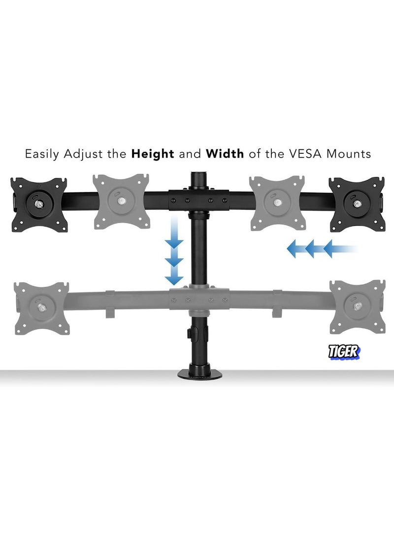 Dual Monitor Desk Mount Arm – Adjustable Computer Monitor Stand, VESA 75x75 & 100x100, 22 lb Load Capacity, Black (MI-2772) – Ergonomic Design, Space-Saving, Full Motion Adjustment for 13”-32” Screens