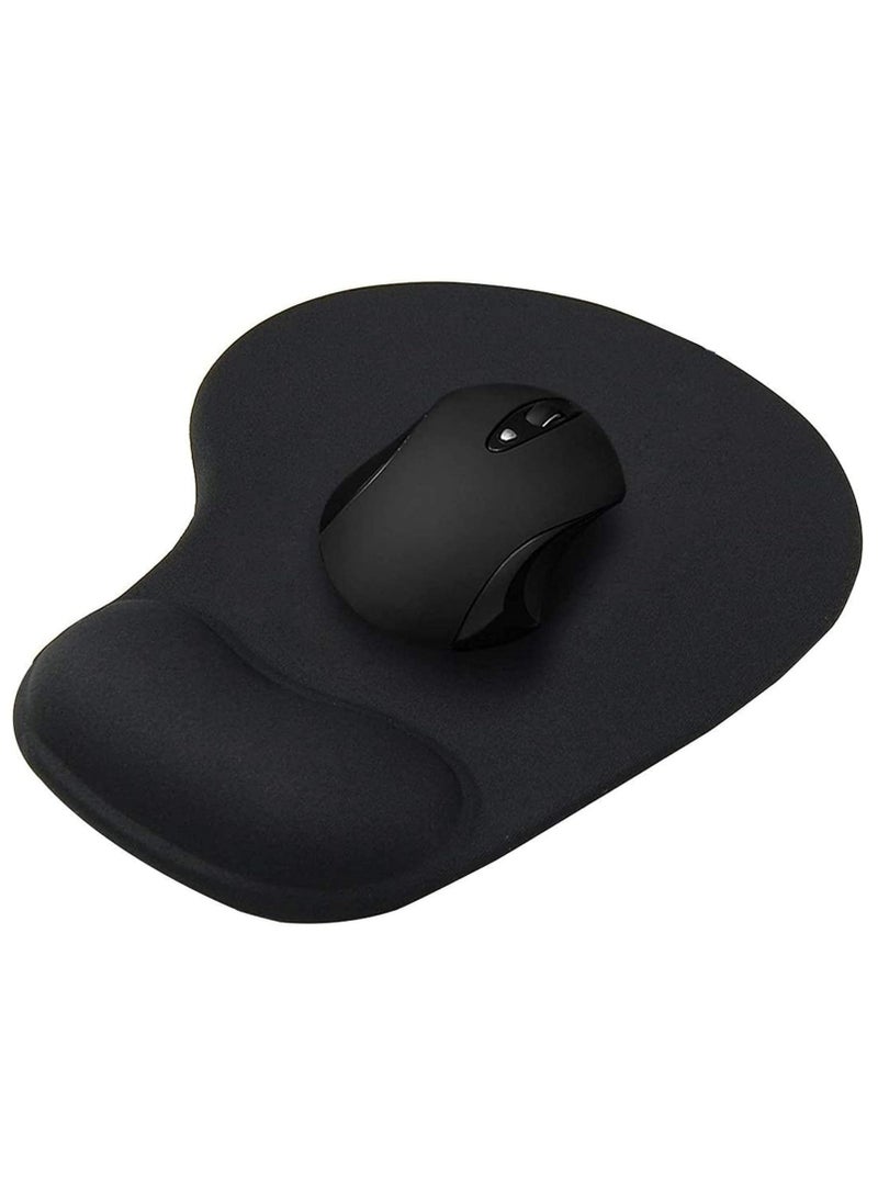 Mouse Pad with Comfortable Gel Wrist Rest Support and Lycra Cloth, Mat Gaming, Black Anti-Slip, Oval Mouse Pad wrist guard Black Mice Mat, Premium mouse pad