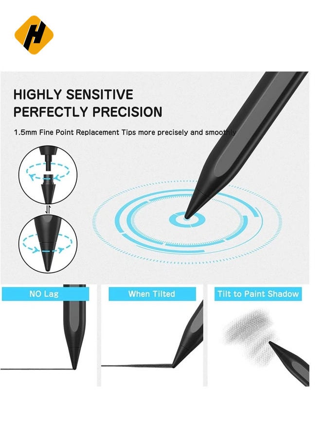 Precision Stylus Pen with Palm Rejection, Compatible with Apple iPad 6th to 8th Generation (2018-2020), Fine Tip, No Lag, High Sensitivity, Perfect for Writing, Drawing