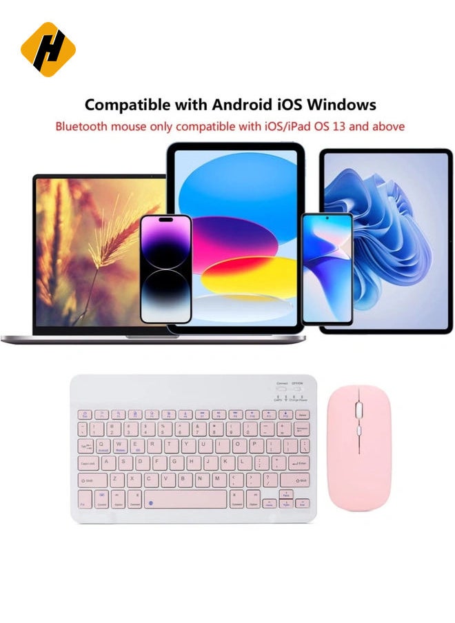 Rechargeable Bluetooth Keyboard and Mouse Combo Ultra-Slim Portable Compact Wireless Mouse Keyboard Set for Android Windows Tablet Cell Phone iPhone iPad Pro Air Mini