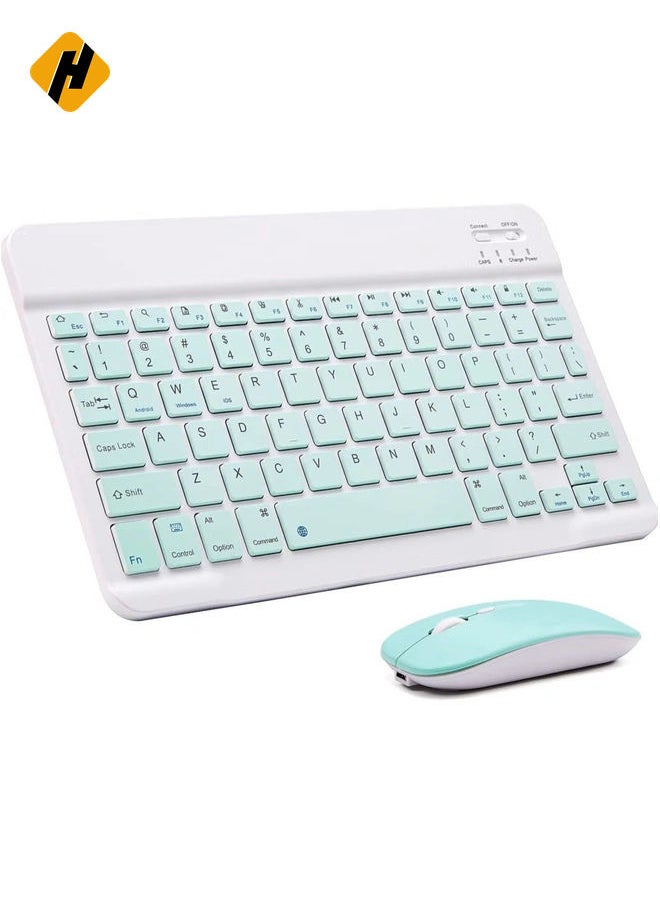 Ultra-Slim Bluetooth Keyboard and Mouse Combo Rechargeable Portable Wireless Keyboard Mouse Set for Apple iPad iPhone iOS 13 and Above Samsung Tablet Phone Smartphone Android Windows