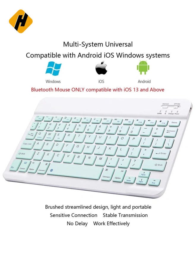 Ultra-Slim Bluetooth Keyboard and Mouse Combo Rechargeable Portable Wireless Keyboard Mouse Set for Apple iPad iPhone iOS 13 and Above Samsung Tablet Phone Smartphone Android Windows