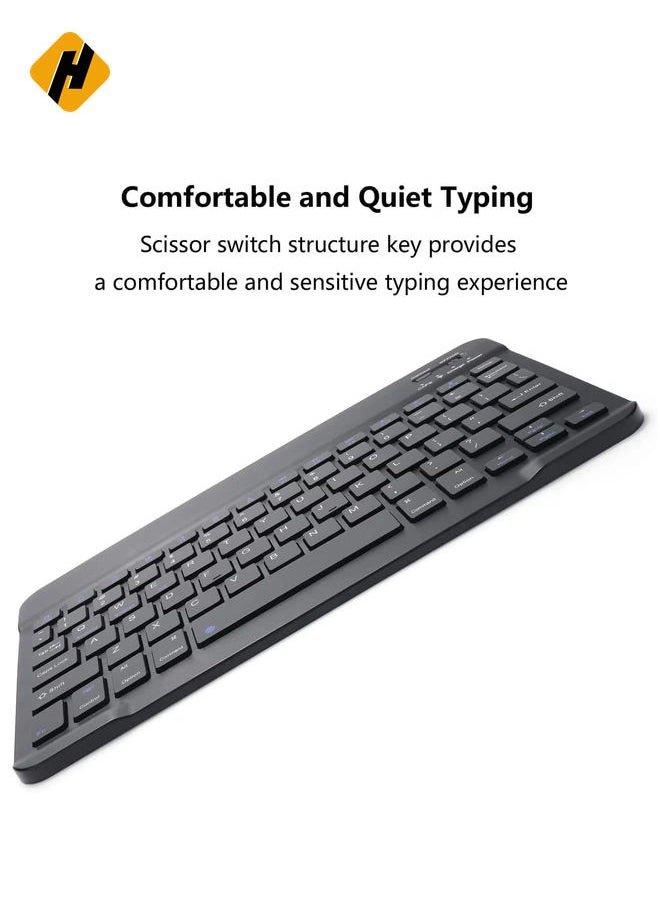 Rechargeable Bluetooth Keyboard & Mouse Combo Ultra-Slim Portable, Set for Android Windows Tablet Cell Phone iPhone iPad Pro Air Mini, iPad OS/iOS 13 and above. (BLACK)