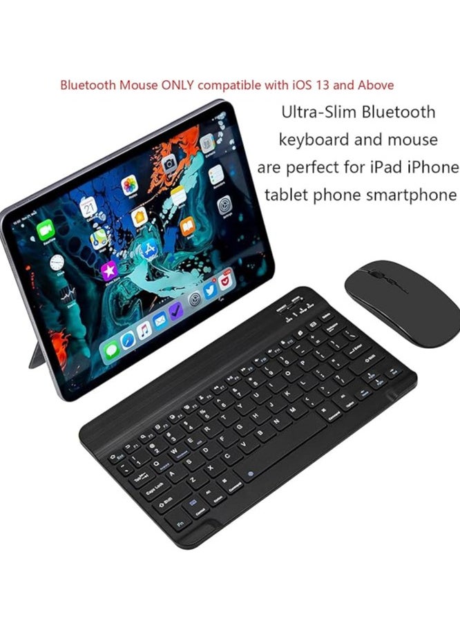 Arabic and English Bluetooth Keyboard and Mouse Combo, Ultra-Slim Portable Compact Wireless Mouse Keyboard Set for IOS Android Windows Tablet Phone iPhone iPad Pro Air Mini (Black)