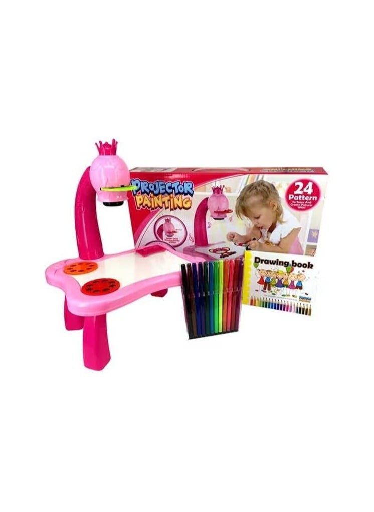 Adjustable Rotating Kids Projector Painting With 12 Colour Markers And 24 Patterns To Trace