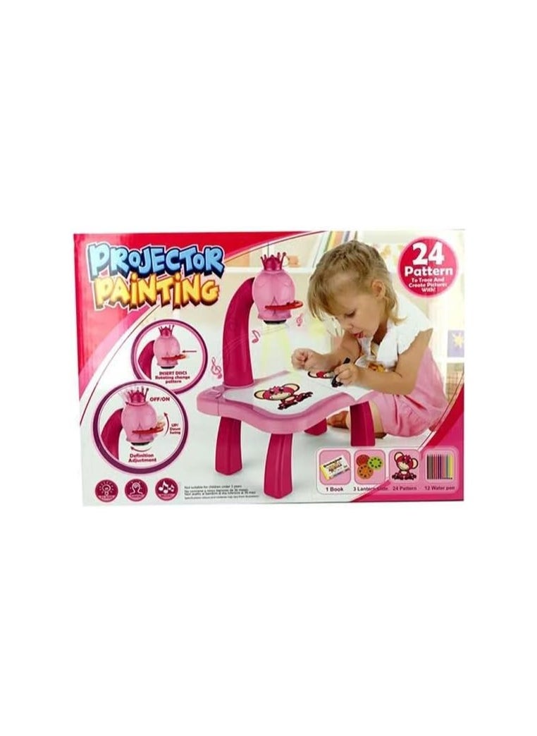 Adjustable Rotating Kids Projector Painting With 12 Colour Markers And 24 Patterns To Trace