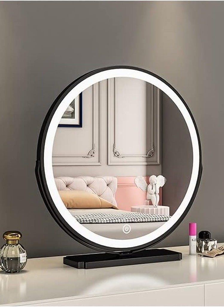 Lighted Makeup Mirror, LED Plug-in Makeup Mirror 3 Color Lighting Modes, 360° Rotatable Makeup Mirror Smart Touch, Suitable for Home and Hair Salon