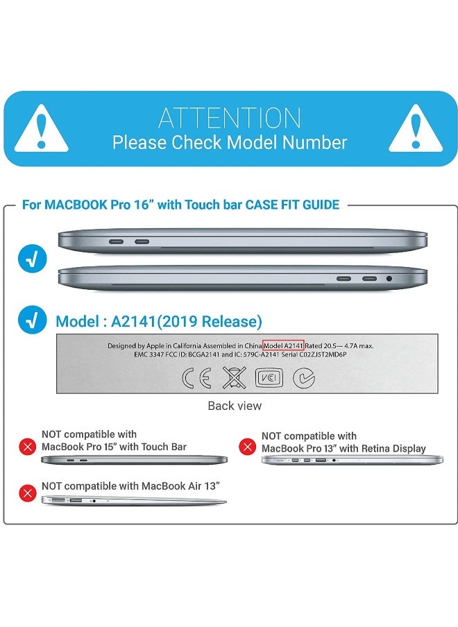 Compatible with MacBook Pro 16 Inch Case A2141 Release 2020 2019,Plastic Hard Shell Case Cover for Mac Pro 16’’with Touch Bar and Touch ID,Crystal Clear,T16BK