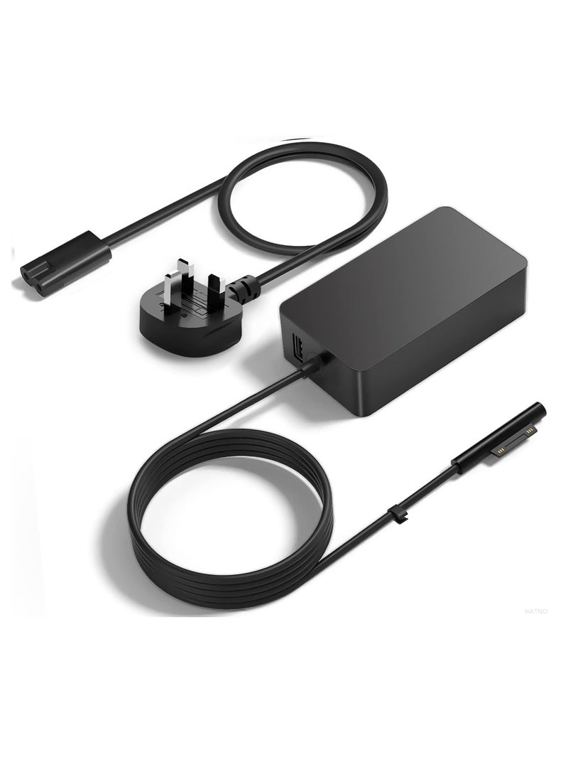 65W Surface Pro Charger for Microsoft Surface Devices, with USB Charging Port