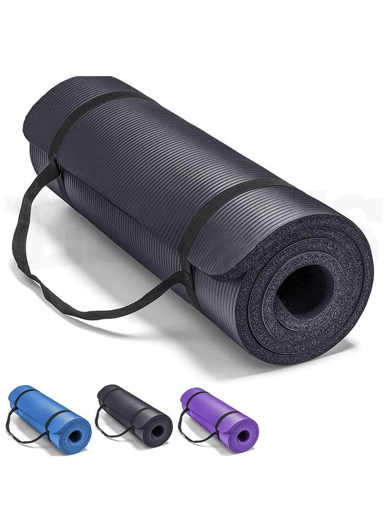 Yoga Mat Non Slip, Yoga Mat with Strap Included 10mm Thick Exercise Mat Ideal for HiiT, Pilates, Yoga and Many Other Home Workouts