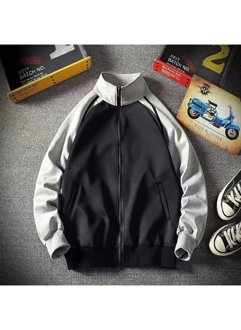 Korean Loose Baseball Sweatshirt Black