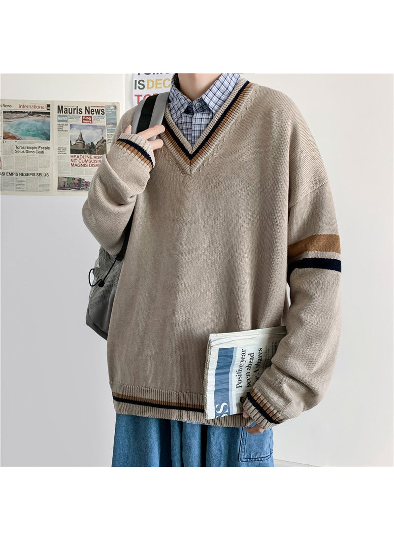 1 x 5 pcs Casual Knit Pullover Retro Korean Style Khaki