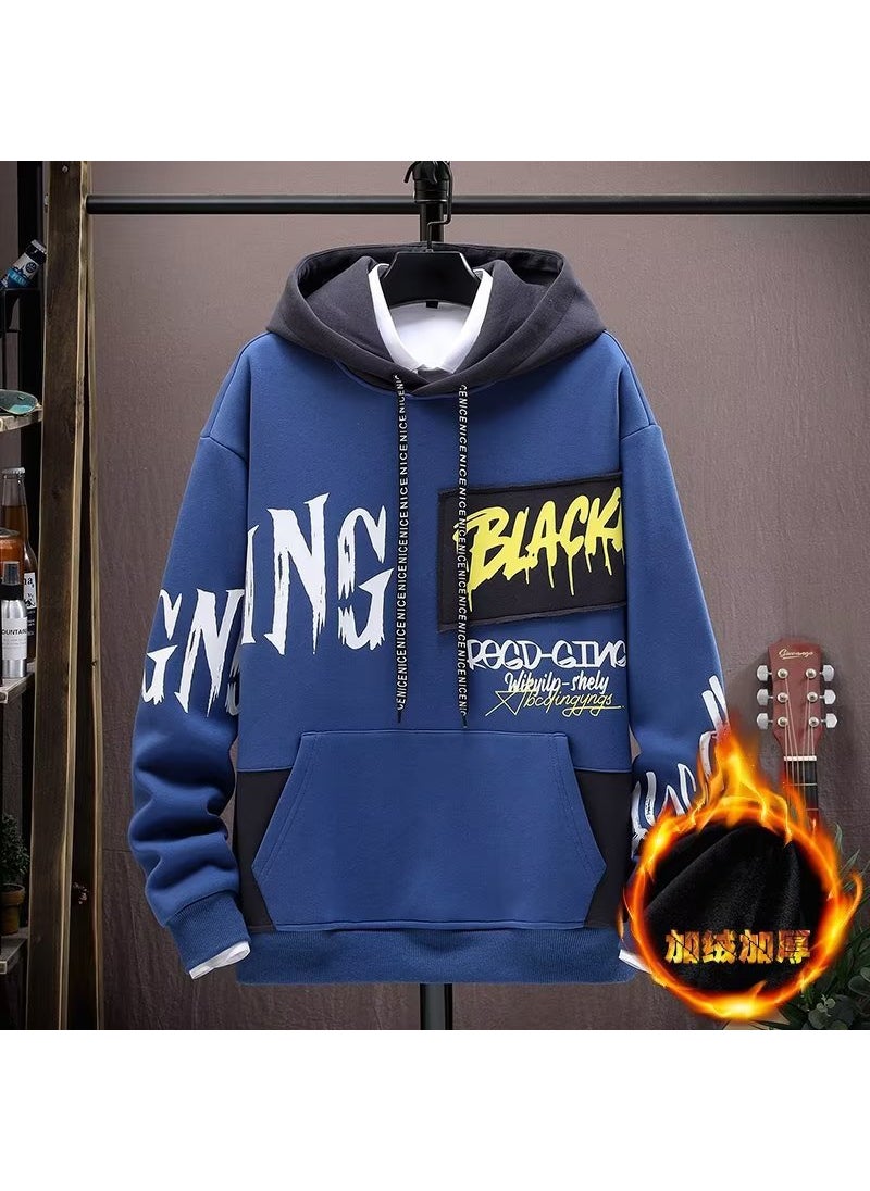 Teen Boys Hoodie Fleece Autumn Winter Fashion Blue [Coat]]