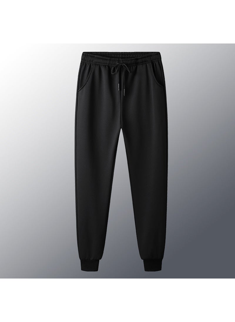 Fleece-Lined Hoodie  Pants Set for Men Black pants