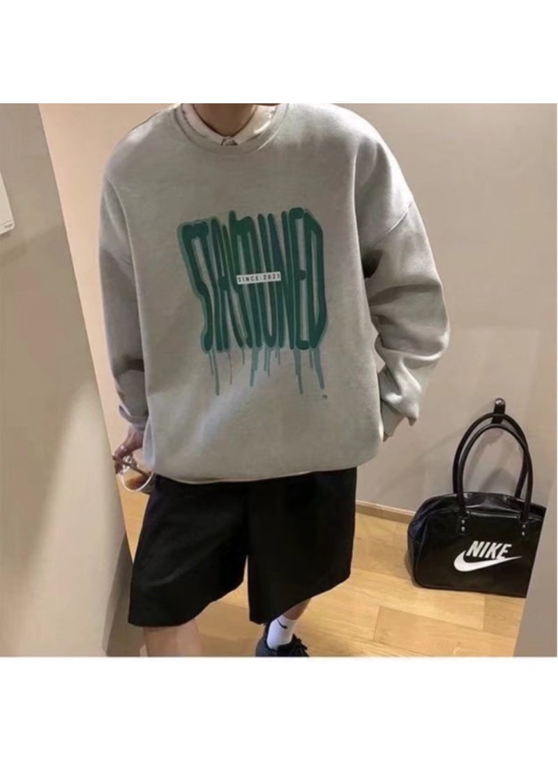 Mens 2024 New Autumn Korean Trendy Sweatshirt Light gray