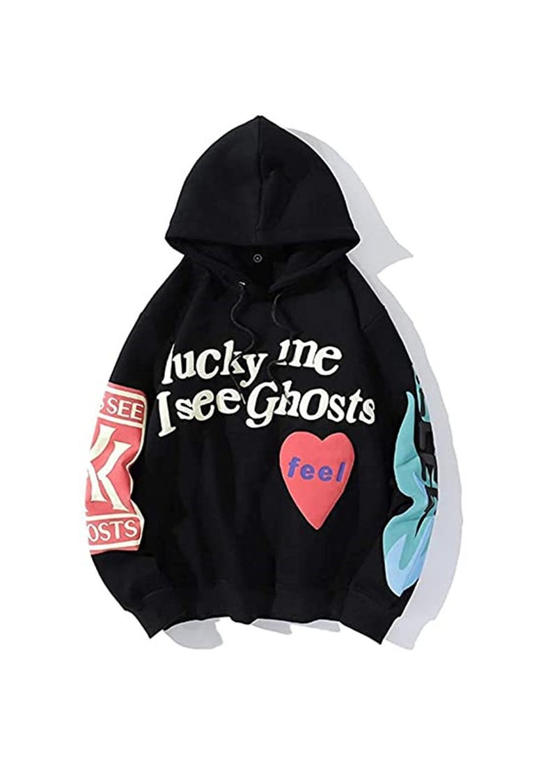 Kanye Foam Heart Graffiti Hoodie Unisex Fleece Black