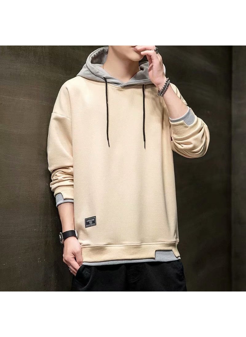 Mens Hoodie 2024 Casual Two-Piece Look Spring Autumn 5604 Khaki