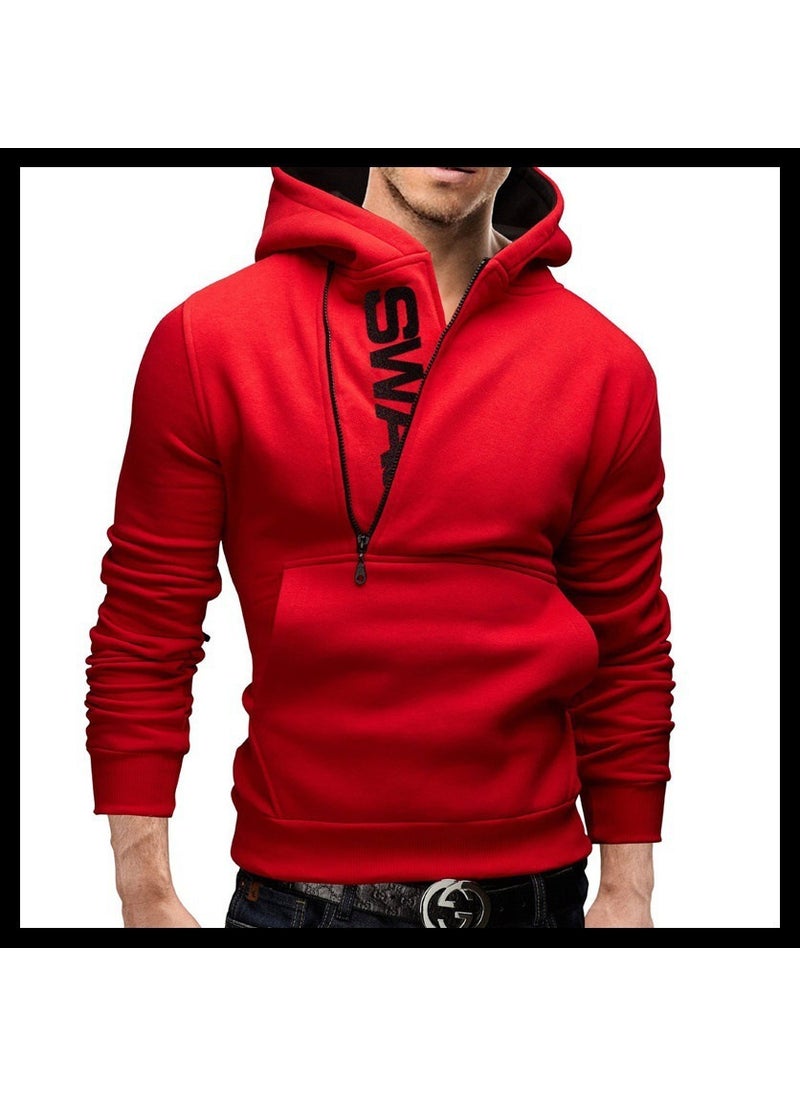 1 x 5 pcs 2023 Autumn Mens Casual Gym Hoodie Sweatshirt Red