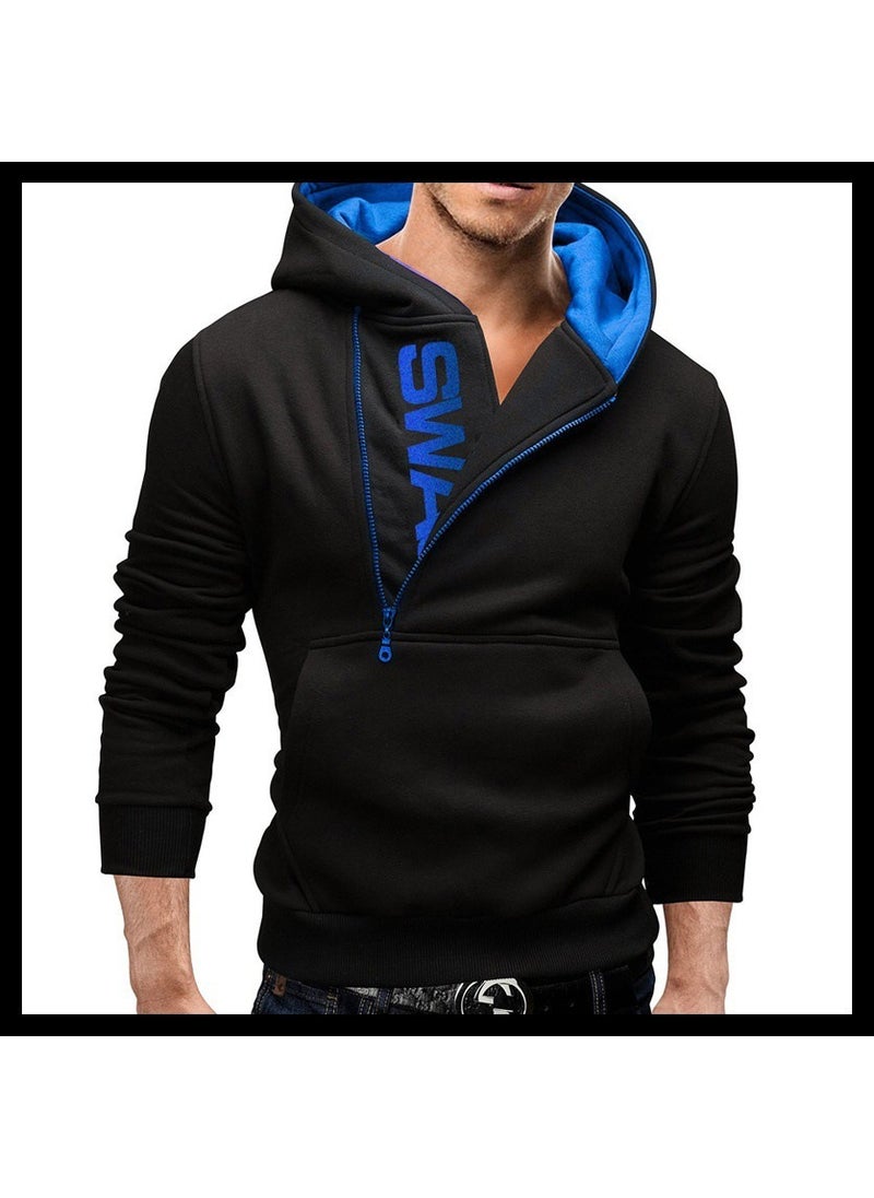 1 x 5 pcs 2023 Autumn Mens Casual Gym Hoodie Sweatshirt Black and Blue