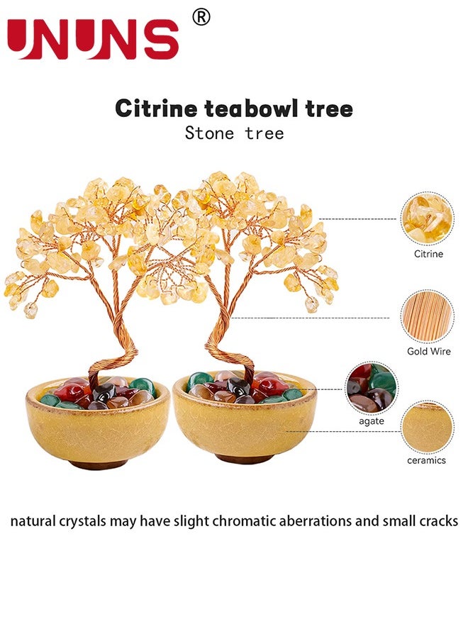 Citrine Crystal Yellow Money Tree,Energy Meditation Feng Shui Crystals Healing Stones Bonsai Trees for Office Home Room Desk Decor,Positive Luck and Wealth Birthday Gifts for Women