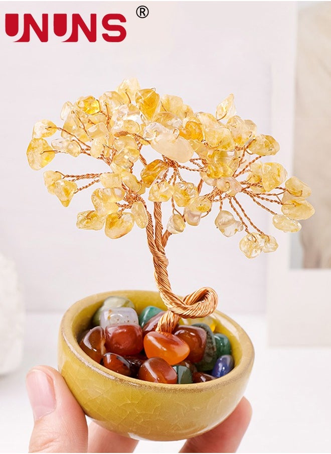 Citrine Crystal Yellow Money Tree,Energy Meditation Feng Shui Crystals Healing Stones Bonsai Trees for Office Home Room Desk Decor,Positive Luck and Wealth Birthday Gifts for Women