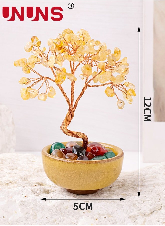 Citrine Crystal Yellow Money Tree,Energy Meditation Feng Shui Crystals Healing Stones Bonsai Trees for Office Home Room Desk Decor,Positive Luck and Wealth Birthday Gifts for Women