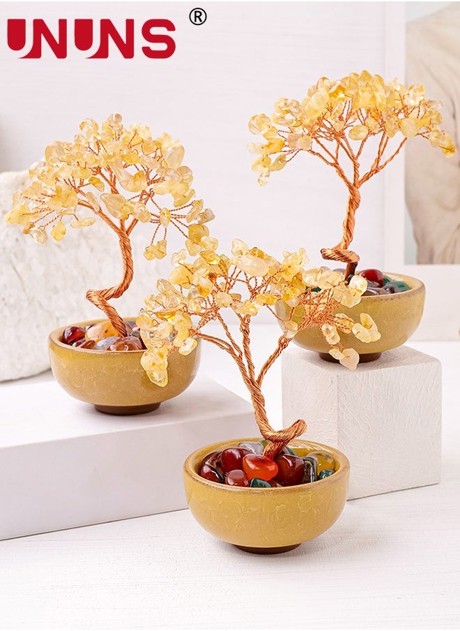 Citrine Crystal Yellow Money Tree,Energy Meditation Feng Shui Crystals Healing Stones Bonsai Trees for Office Home Room Desk Decor,Positive Luck and Wealth Birthday Gifts for Women