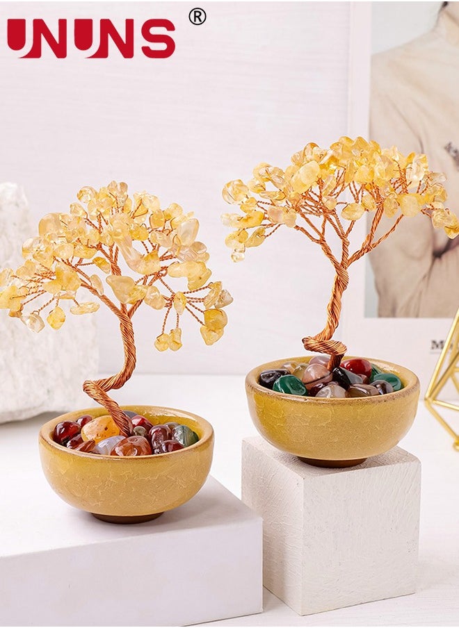 Citrine Crystal Yellow Money Tree,Energy Meditation Feng Shui Crystals Healing Stones Bonsai Trees for Office Home Room Desk Decor,Positive Luck and Wealth Birthday Gifts for Women