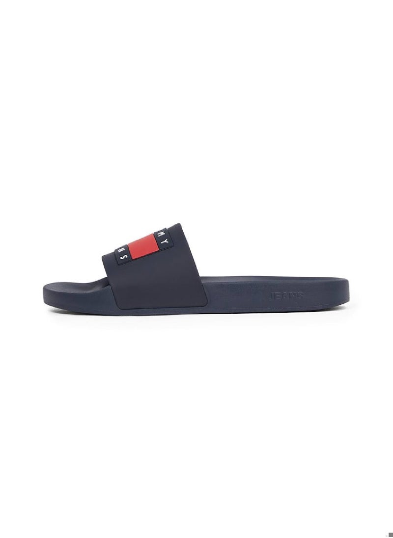 Men's Pool Slides - Faux Leather, Blue