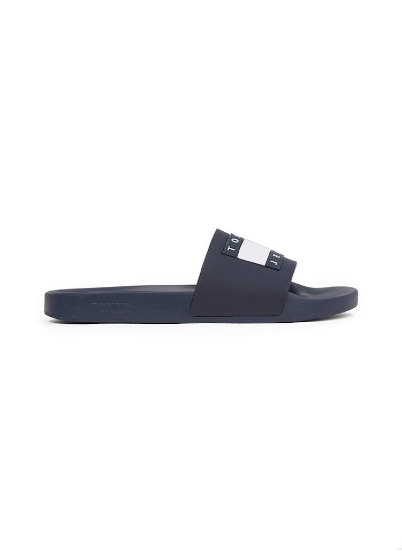 Men's Pool Slides - Faux Leather, Blue