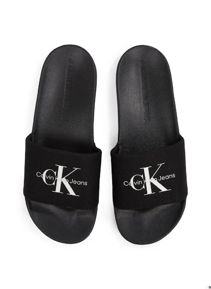 Men's Monogram Slides - Cotton, Black