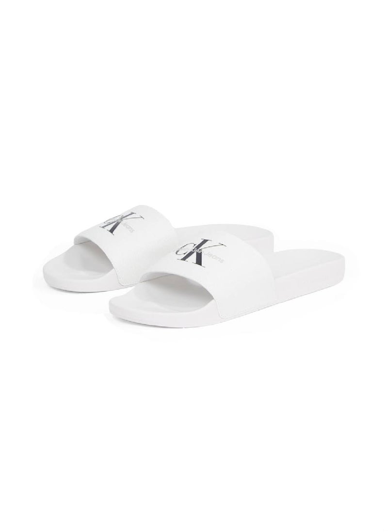 Men's Monogram Slides - Cotton, White