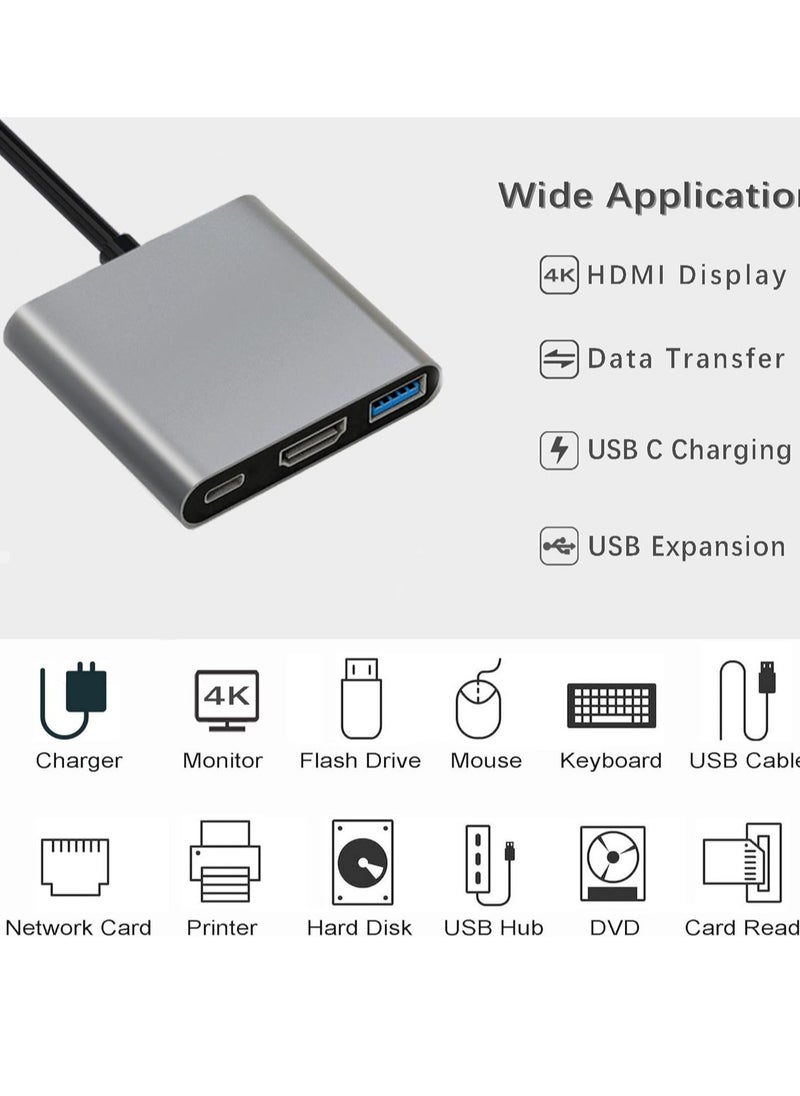 USB-C to HDMI Multiport Adapter with Charging Port – 4K HDMI Converter, USB 3.0 Hub, and USB-C Charging for Mac, iPad Pro, MacBook, and Chromebook