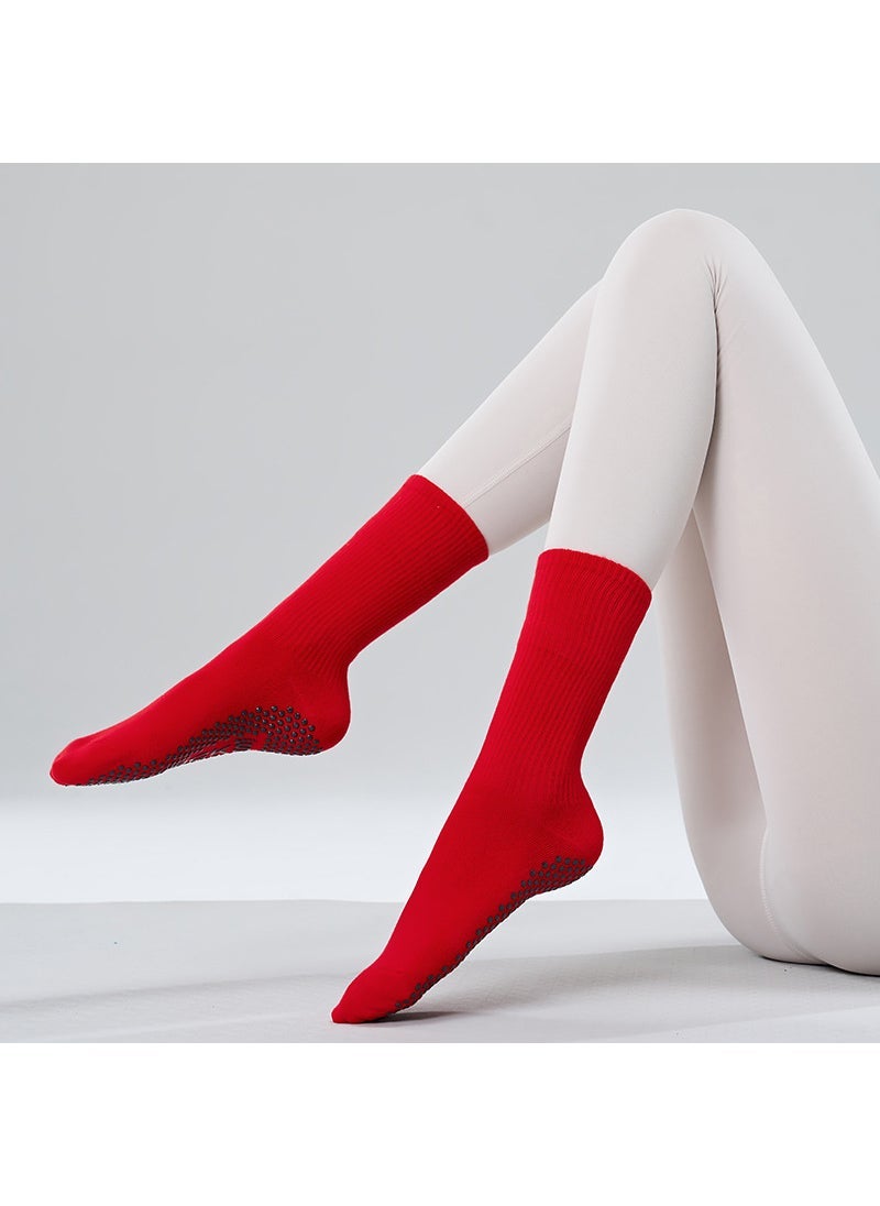 Professional Non-Slip Yoga Pilates Socks Raspberry red