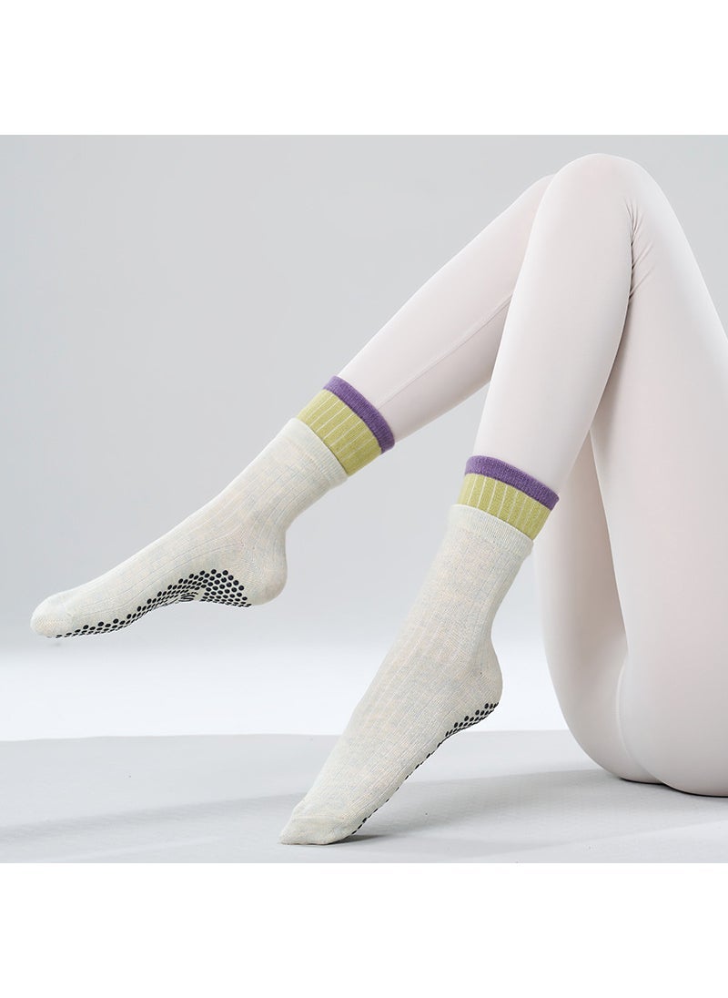 Wholesale Mid-Calf Non-Slip Silicone Yoga Socks Cloud water blue