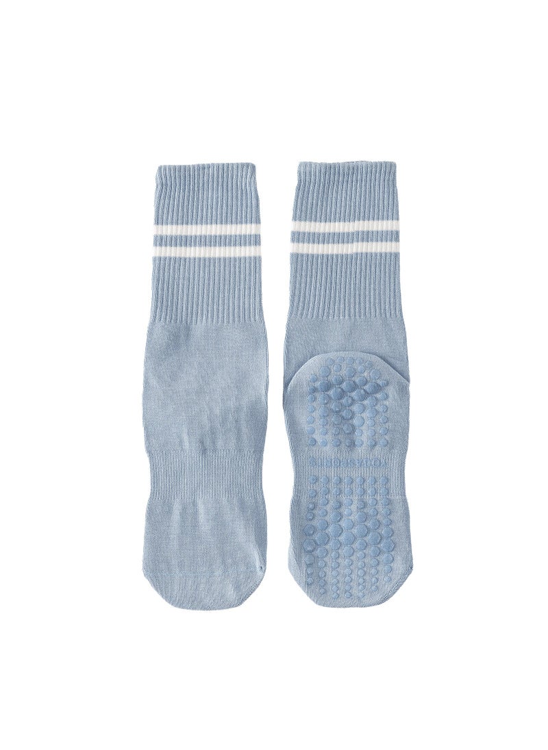 Two wolves dispensing non-slip yoga socks girls ballet sports mid-tube socks cotton socks sweat-absorbent deodorant socks 1 pair blue