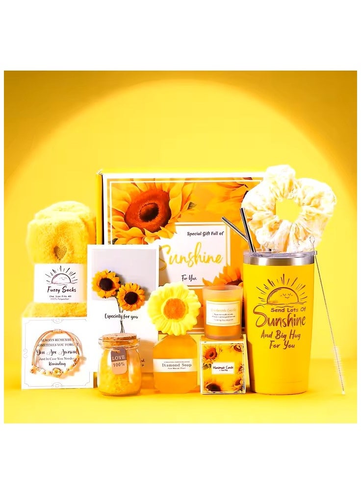 Embrace the Beauty of Sending Sunshine Gifts for Women:10 Pcs Sunflower Gifts Care Package