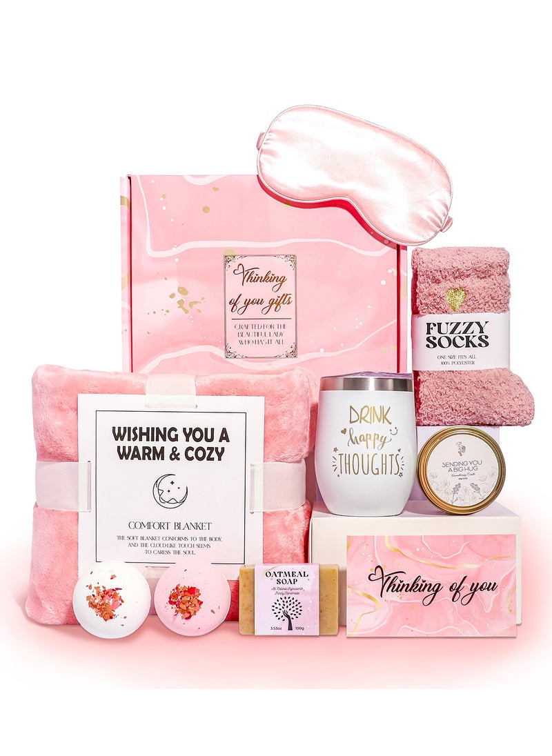 Self Care Gifts for Women, Get Well Soon Care Package with Luxury Flannel Blanket, Relaxing Spa Box