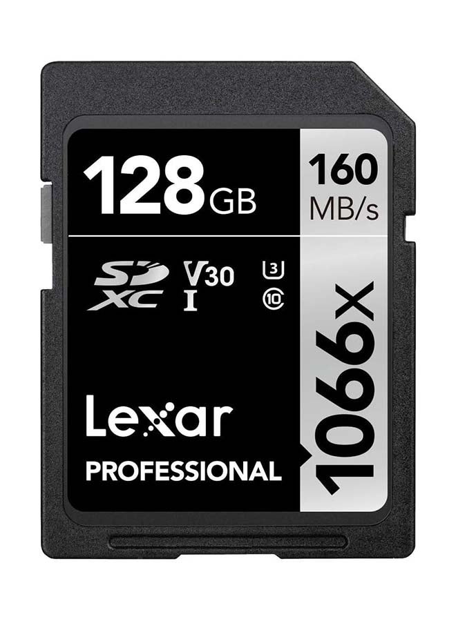 Professional 1066x 128GB SDXC UHS-I Card Silver Series, Up to 160MB/s Read, for DSLR and Mirrorless Cameras (LSD1066128G-BNNNU) 128 GB