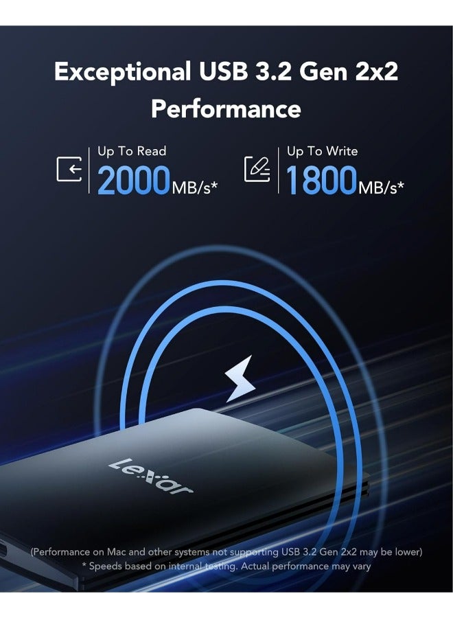 External Portable, USB3.2 Gen2*2,  Upto 2000MB/s Read, Upto 1800MB/s Write | SSD 2 TB