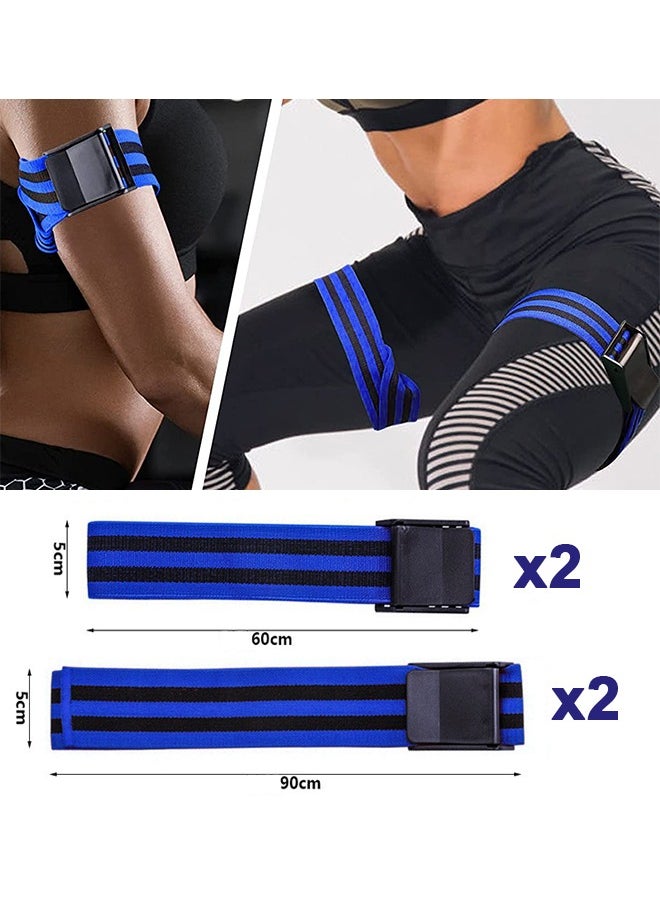 4 Pack Occlusion Bands, (2 Bicep Bands,2 Leg Bands and Storage Bag), BFR Bands, Comfortable Elastic Bands for Blood Flow Restriction, Training Bands for Exercising Squat, Thigh