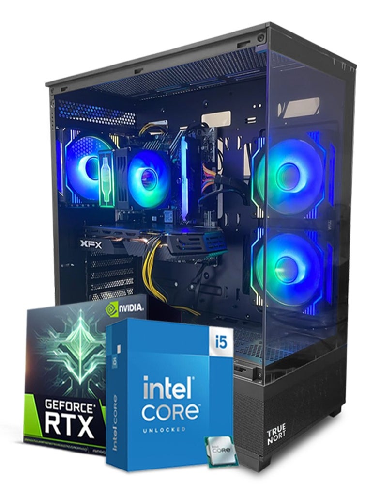 Blue Lightning Gaming PC, Intel Core i5-13400F Processor, RTX 4060 8GB GPU, 16GB RAM, 1TB M.2 NVMe SSD, Air Cooler, Windows 11 Pro, TrueNort 270° Glass RGB Black MATX Case