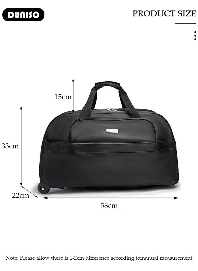 Rolling Duffle Bag with 2 Wheels, Holdall Carry on Bag, Lightweight Trolley Bag, Waterproof & Large Capacity Luggage Bag for Women, Men, Short Trip, Overnight Business Travel