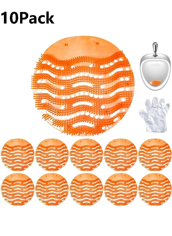 10 Packs Urinal Screens Deodorizer, Urinal Cake Anti-Splash&Odor Freshener – Ideal for Hotels，Schools, Bathrooms, Restrooms, Office.(Orange) ﻿