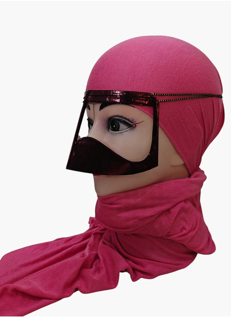 Battoulah, Burqa, Niqab, Arabian Traditional Facemask, Maroon Lily 10pcs