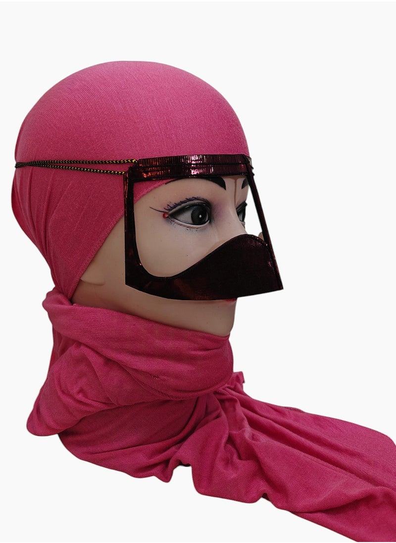 Battoulah, Burqa, Niqab, Arabian Traditional Facemask, Maroon Lily 10pcs