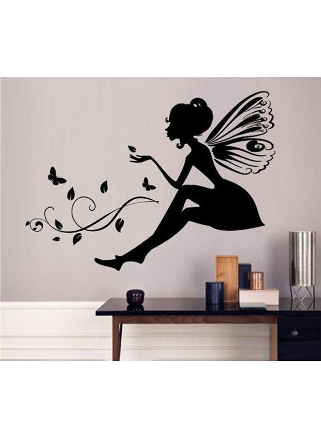 flower fairy wall decal Fresh style wall paper PVC removable wall sticker Bedroom Sitting room Bathroom Black 60X90cm