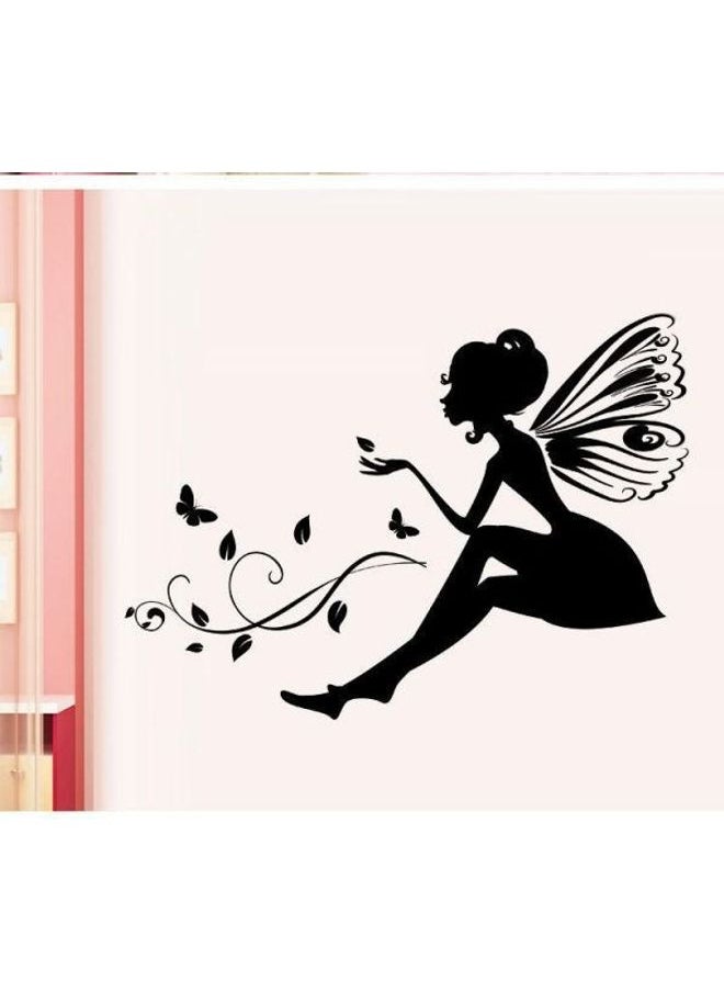 flower fairy wall decal Fresh style wall paper PVC removable wall sticker Bedroom Sitting room Bathroom Black 60X90cm