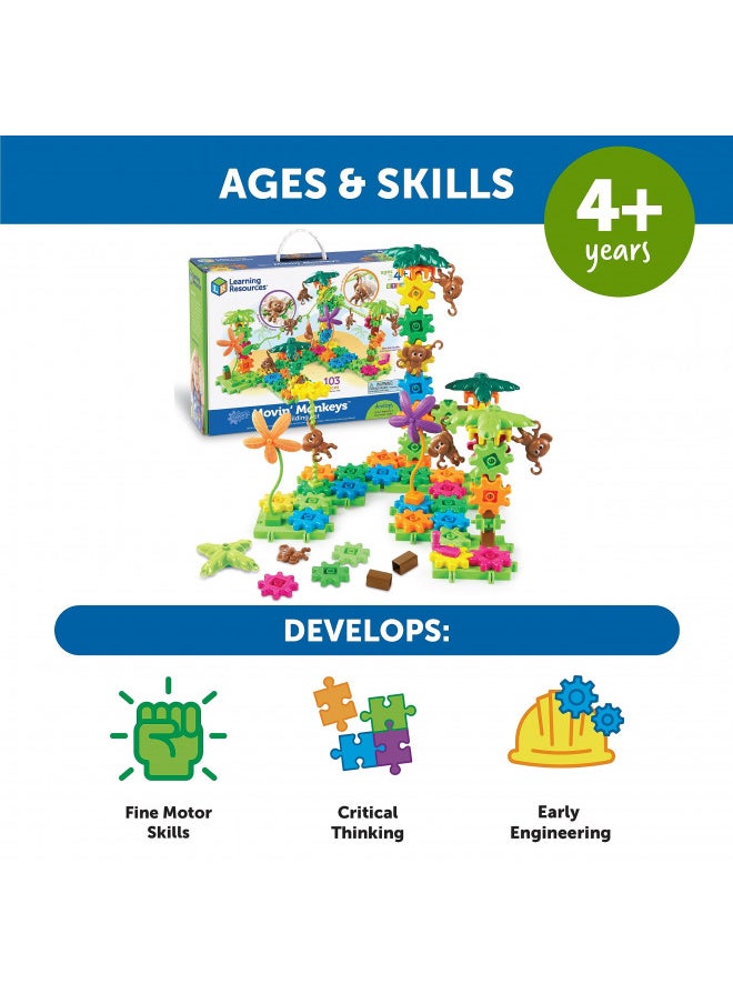 Learning Resources Gears! Gears! Gears! Movin' Monkeys Building Play Set, 103 Pieces